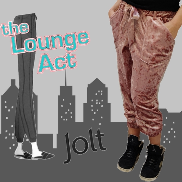 Jolt Lounge Act Pink Crushed Velvet Crop Joggers - Picture 12 of 13